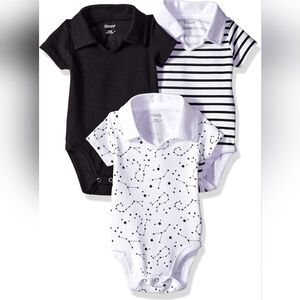 Hanes unisex baby Ultimate Flexy 3 Pack Short Sleeve Polo Bodysuits Bodystocking